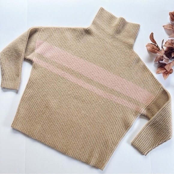 J.Crew Women’s Cashmere Relaxed Turtleneck Sweater in Stripe - Picture 2 of 8